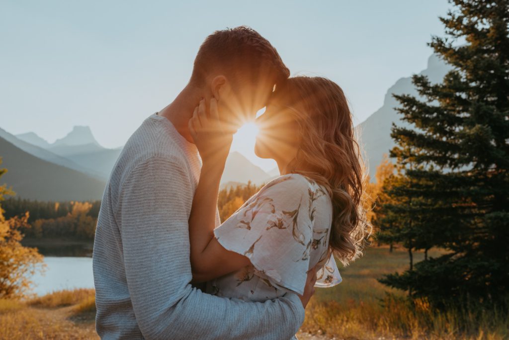 Golden hour fall adventure session in Kananaskis Country, Alberta