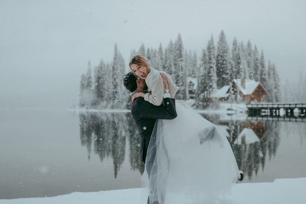 Rachel and Matthew’s intimate winter wedding at Emerald Lake Lodge in Yoho National Park, BC, Canada.